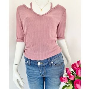🦋 3/$15 Sweet Claire Mauve Rib Knit Top